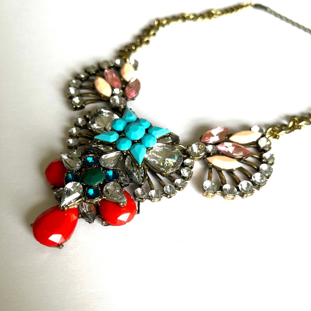 J.Crew inspired crystal fan necklace